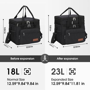 Insulated Lunch Bag, Expandable Double Deck Cooler Bag, Lightweight Leakproof Tote Bag With Side Tissue Pocket - Product Image 6