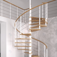 Escalier en colimaçon intérieur sur mesure, design moderne, en chêne américain avec acier inoxydable et verre, escalier circulaire en colimaçon pour loft