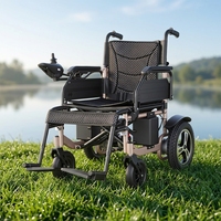 Fauteuil roulant électrique pliable léger à dossier haut en alliage d'aluminium certifié CE ISO