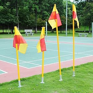Ensemble de 4 drapeaux de coin de terrain de football en PVC durables avec sac de rangement, produits de <span class=keywords><strong>golf</strong></span> pour l'entraînement au football et au soccer - Product Image 5