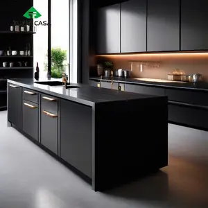 TUZHI CASA Armários de cozinha preta modernos para fornecedores de armários de cozinha modulares, design livre, China, prontos para montar