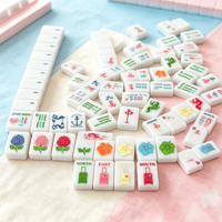 Tuiles de Mahjong Américaines Personnalisées de Luxe Thème Plage Tropicale, Flamingo Blanc, Voilier, Tuiles de Jeu en Acrylique Mono-couche, Vente en Gros