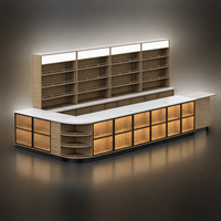 Comptoir de caisse en bois personnalisé pour magasin de proximité, bureau de caisse moderne avec armoire de rangement pour spiritueux, vin, tabac, boutique de détail