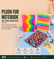 Carnet à Couverture Peluche Colorée en Promotion – Journal à Rayures Arc-en-ciel Doux et Moelleux pour Prendre des Notes, Idéal pour l'École et les Cadeaux d'Anniversaire