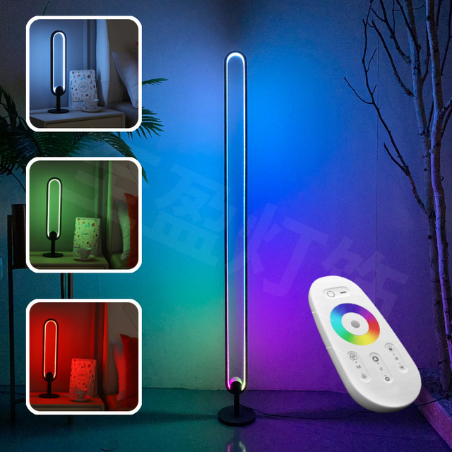 App Smart Luz De Ambiente De Dormitorio LED RGB Colorful U-shaped Corner Floor Lamp Bedroom Dimming Atmosphere Light With APP c