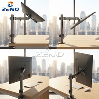 Support d'écran Zeno pour ordinateur de bureau, 15-32 pouces, en acier laminé à froid, fixé au bord du bureau