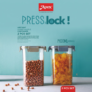ANAX Modern <b>Stackable</b> Airtight Press Lock Food <b>Storage</b> <b>Containers</b> Set of 2 Clear PP Jars with Silicone Gasket for Kitchen Pantry - Product Image 1