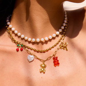 Boucles d'oreilles pendantes Yueli Bear en acier inoxydable, clous d'oreilles de dessin animé, ensemble de bijoux de fête - Product Image 2