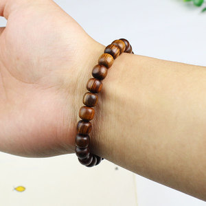 Black Rosewood <b>Bracelet</b> 7x8mm Barrel Beads Single Loop Unisex Hand Polished Cultural Collectible Jewelry - Product Image 4