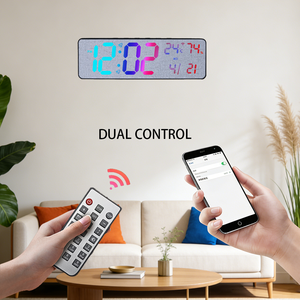 Reloj de Pared LED Digital de 14 Pulgadas con Control Remoto, Fabricante de Relojes de Pared LED RGB con Cambio de Color, Alarma, Calendario, Hora Automática, Temperatura y Humedad - Product Image 2