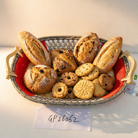 Cesta de Pão Artesanal de Vime com Alças, Estilo Costeiro Colorido, Ecológica, para Servir Frutas e Organização de Cozinha, Peça Única