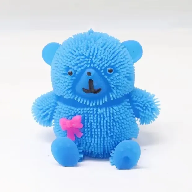 Factory Wholesale Plastic Tpr Flashing Heart Teddy Bear Toy Bear Creative Squeeze Toy Cute Stress Bear Ball