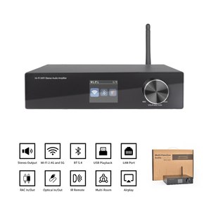 Amplificateur de Subwoofer Stéréo Hi-Fi Cloudyx 200W CL-500W Sans Fil 2.4G/5G Wi-Fi USB Home Cinéma <span class=keywords><strong>12V</strong></span> en Alliage d'Aluminium Design Mini - Product Image 1