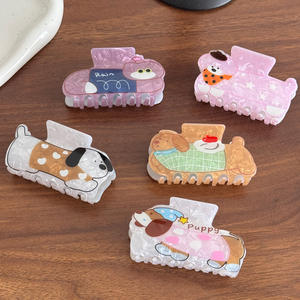 Pinza para el Cabello con Diseño de Perro de Dibujos Animados, Mediana, de Plástico, con Estampado de Animales, para Uso Diario - Product Image 1