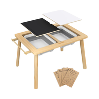 Table sensorielle rectangulaire moderne pour les tout-petits Table à eau en sable en bois pour enfants Planche double face Bacs de rangement pliables