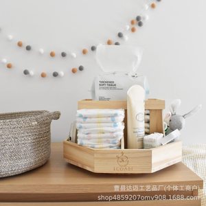 Estante de almacenamiento de pañales de madera para bebés, grande, cuadrado, color madera natural, para organizar artículos de bebé de 0 a 12 meses - Product Image 3