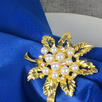 Anneau de serviette en fer style occidental, motif feuille creuse dorée, pour hôtel, banquet, décoration de table, porte-serviettes pour mariage et fête