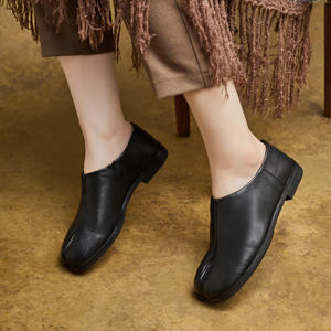 รองเท้าส้นแบนแบบสวมทรงแมรี่เจนหัวกลมหนังวัวฟอกสีสไตล์ฤดูใบไม้ร่วง  แบบสวม  หุ้มส้น  ยางยืด  สำหรับผู้หญิง - Product Image 4