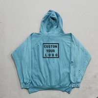 Vente en gros de sweats à capuche zippés streetwear de haute qualité, personnalisables avec logo, style vintage, délavé dégradé, coupe oversize, bords effilochés et effet éclaboussures de peinture