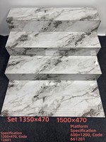 Carreaux de porcelaine rectangulaires modernes à motif marbre blanc gris brillant pour marches d'escalier intérieur et projets de salle de bain