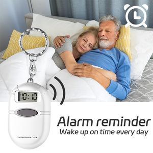 Sveglia portachiavi con orologio ovale parlante, annuncio orario perfetto per persone con situazioni di scarsa illuminazione o ipovedenti-bianco - Product Image 3