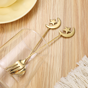 Set Peralatan Makan Pernikahan Dekoratif dari Baja Anti Karat, Set Sendok dan Garpu Desain Bulan Bintang dengan Rak Penyimpanan - Product Image 5