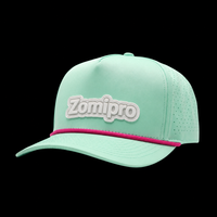 Casquette de golf personnalisée à 5 panneaux avec cordon, casquette de baseball avec logo en patch de caoutchouc, casquette en polyester perforé découpé au laser et imperméable pour le golf