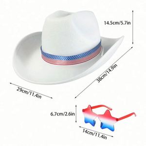 Wholesale Bulk Stock Western Style <b>Wrap</b> Ribbon Cowboy Hat Eyeglasses Set Factory Stock Western Cowboy Hat - Product Image 2