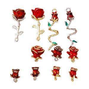 Модный кулон в виде красной розы, романтичный, из сплава, для самостоятельного изготовления, для чехлов для телефонов, брелоков, украшений, аксессуаров для рукоделия - Product Image 1
