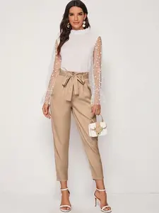 <span class=keywords><strong>Pantalon</strong></span> de costume d'été pour <span class=keywords><strong>femme</strong></span>, taille haute, <span class=keywords><strong>pantalon</strong></span> de bureau d'été pour <span class=keywords><strong>femme</strong></span>, <span class=keywords><strong>pantalon</strong></span> fuselé, taille papier, ceinture intégrée, poche oblique, <span class=keywords><strong>pantalon</strong></span> sur mesure - Product Image 4