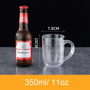 Acrylic Beer Glass Drinking Cups Plastic Beer Mugs With Handle For Promotional Gift Anniversary Christmas Mother's Father's Day