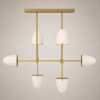 Lustre linéaire personnalisé en laiton et albâtre blanc, lustre moderne long pour éclairage intérieur de salle à manger, îlot de cuisine, salon