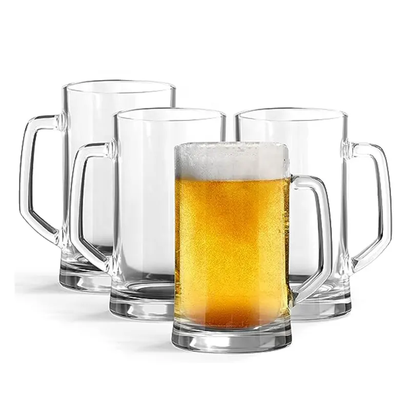 Passe au lave-vaisselle et au congélateur grandes chopes à bière en verre avec poignée 16oz verres à bière en verre classique allemand chope à bière Stein en verre