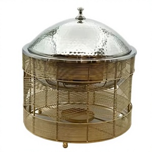 Chafing Dish Metal Food <b>Warmer</b> Durable Insulated Non-Stick Casseroles Lid Holder Wire Design Stand Ramadan <b>Buffet</b> Serving - Product Image 1