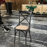 Chaise de salle à manger en bois massif à dossier croisé, empilable, élégante, pour hôtel, restaurant, mariage, banquet, fête, bar