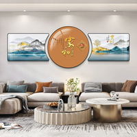 Ensemble de 3 miroirs muraux géométriques de luxe en forme de cerf, en porcelaine cristalline beige, bleue et dorée, pour la décoration du salon