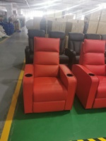 Canapé inclinable de cinéma maison 4 places en cuir véritable rouge, fabriqué à Foshan, pour cinéma 3D à domicile