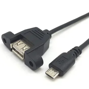 USB A 母对微 B 5Pin 男面板安装延长电缆与螺丝