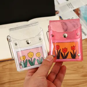 Kawaii rõ ràng long lanh lưu trữ túi không thấm nước PVC nhựa chủ thẻ dễ thương Organizer Wallet Coin Túi phụ kiện