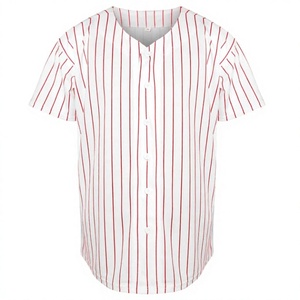 Men's White Red Solid Baseball Jersey Short Sleeve V-Neck Button Front Breathable Quick Dry Plus Size Polyester <b>Sport</b> <b>Shirt</b> - Product Image 1