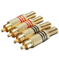 4 Piezas (2 Pares) de Conectores RCA Macho Dorados para Soldar, Adaptador de Cable de Audio y Video, NUEVO para Altavoces de Audio