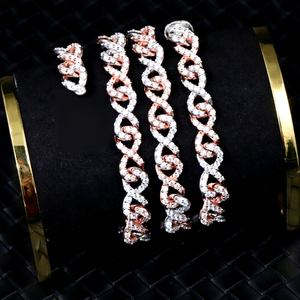 925 Solid Silver Fashion Design 9mm Wide <b>Iced</b> <b>Out</b> Moissanite Diamond Rapper Bracelet with Cuban Link <b>Chain</b> Free Fire Set for Men - Product Image 1