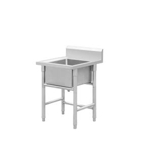 Évier simple VICTORY KITCHEN en acier inoxydable 201 de haute qualité, 60*60*80, argenté avec pieds ronds pour la cuisine - Product Image 1