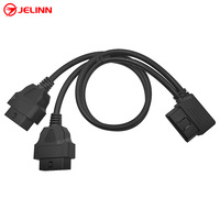 Cable divisor y OBD 2 OBD2 de 16 Pines, ángulo recto macho a doble hembra, cable dividido en Y, 1 par de 2 pines