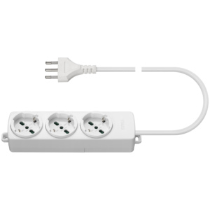 Power Strip 3 Way With White Cable 12.8 Ft Length For Home Office Use - Product Image 1