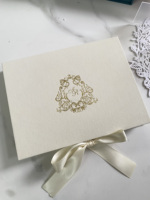 Boîtes d'invitations de mariage de luxe personnalisées, boîtes rigides en carton réutilisables, estampage à chaud doré, impression offset, emballage enduit