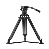 Kit de trépied vidéo professionnel E-IMAGE EG15A2 avec tête fluide à contrepoids à 9 niveaux et trépied en aluminium de 100 mm