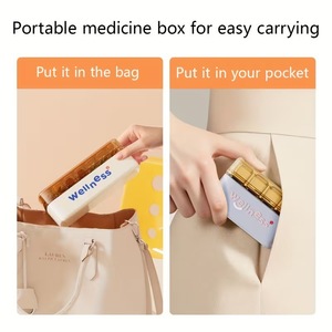 Boîte de rangement pour pilules de bien-être, organisateur de médicaments portable hebdomadaire pour 7 jours avec compartiments pour rappel quotidien des médicaments - Product Image 4