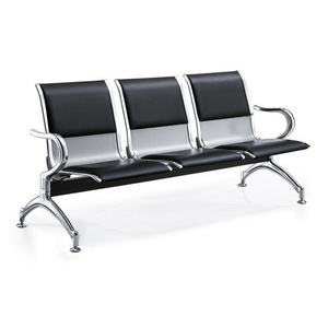 Silla de espera para aeropuerto Bao Xian BX-RG352 de tres asientos, malla azul, con soporte para suero intravenoso, para área de espera de hospital. - Product Image 2