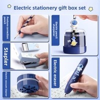 Lot de papeterie électrique de dessin animé ABI en gros, comprenant un taille-crayon électrique et un nettoyeur de bureau, idéal pour la rentrée scolaire, modèle BYSK66 pour enfants